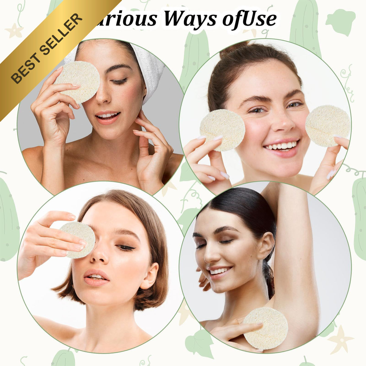 Natural Loofah Facial Scrub Pads - Exfoliating Sponges for Gentle Skin Care