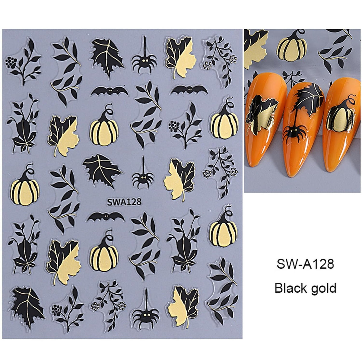 Halloween Nail Art Stickers Decals Pumpkin Spider Web 6 Sheets
