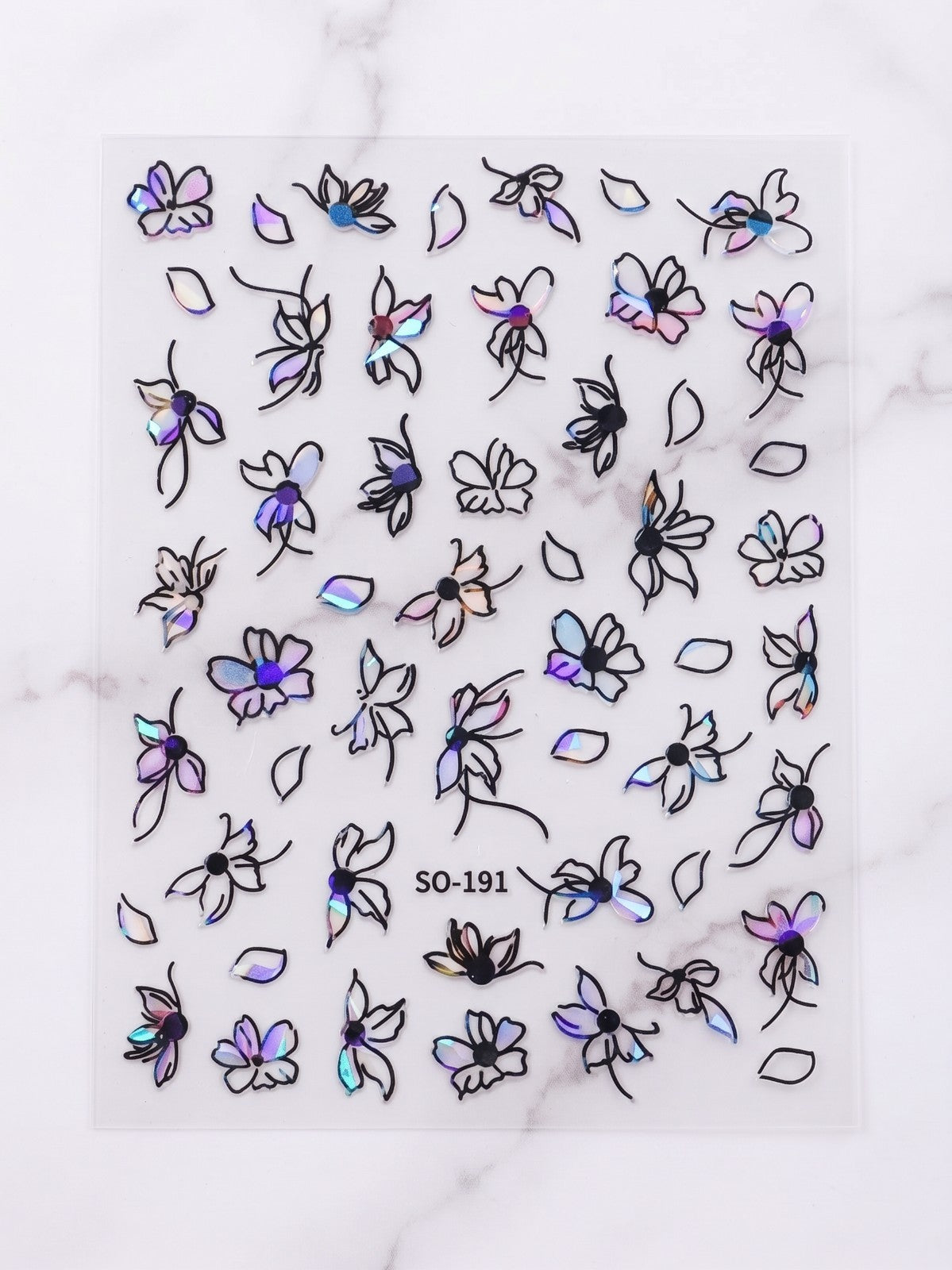 5D Flower Nail Decals Nail Art Stickers for Manicure
