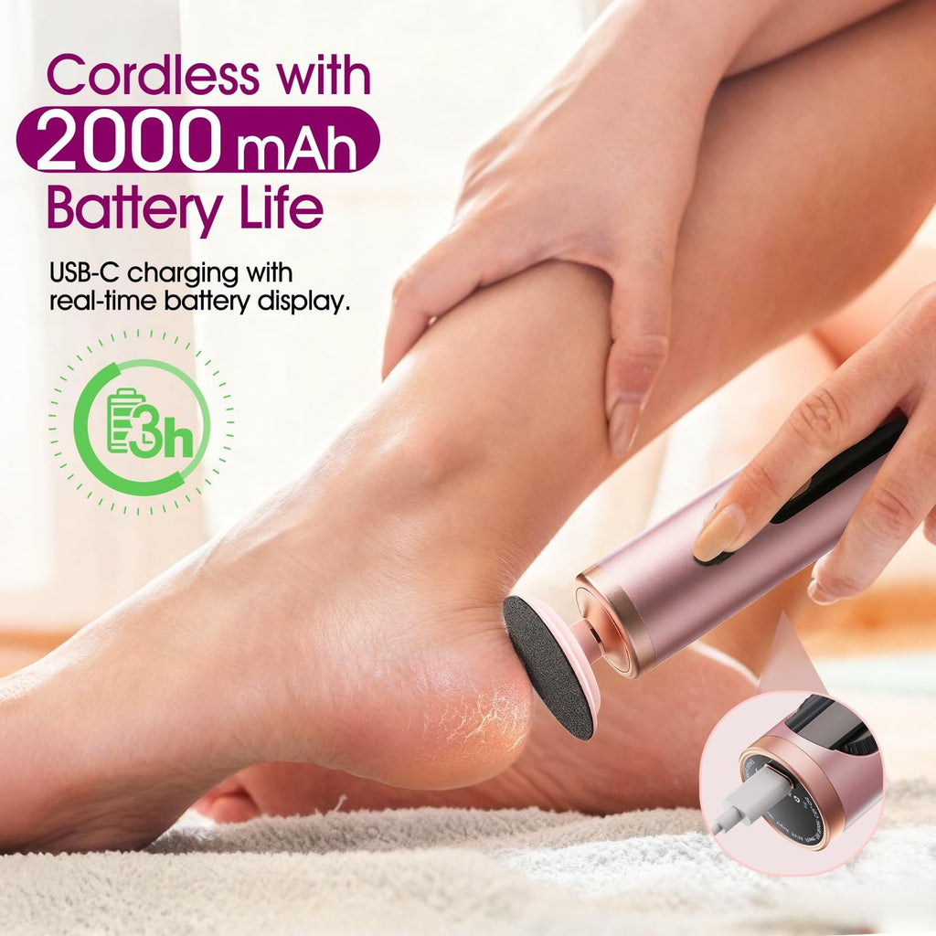 Rechargeable Electric Foot Callus Remover with 40 Sandpaper Discs - Pedicure Tool for Cracked Heels