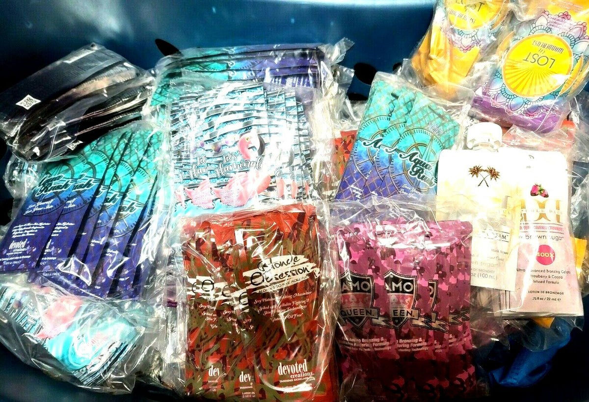 20 High-End Indoor Tanning Lotion Packets - Sample Lot of Salon-Quality Tanning Lotions