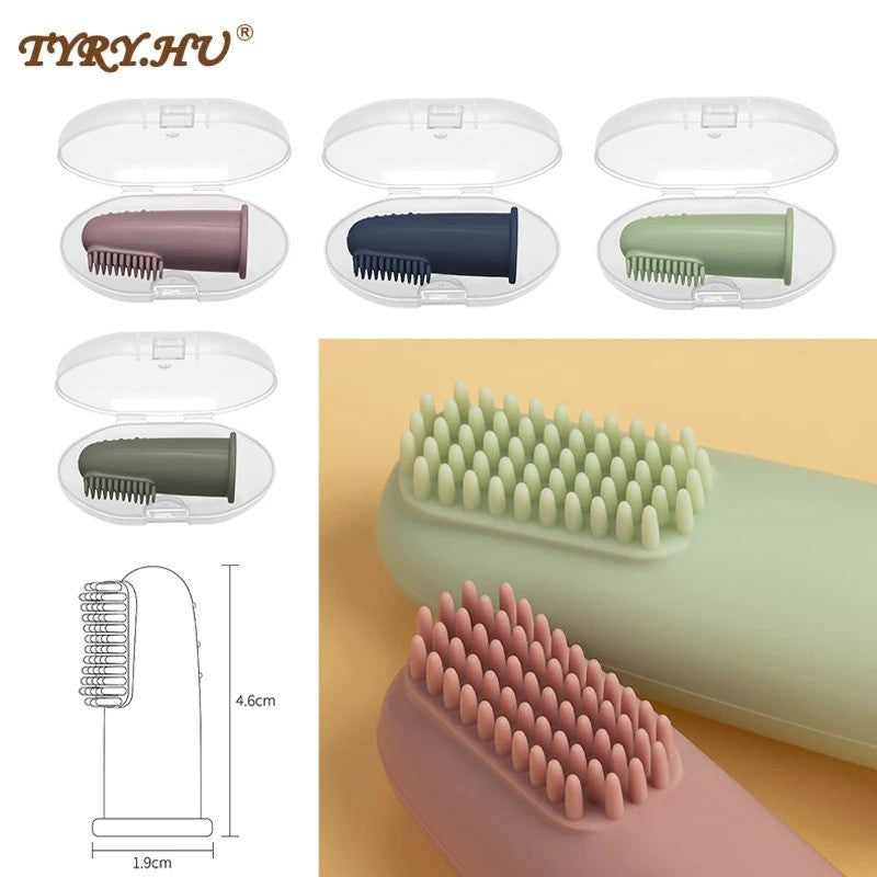Baby Silicone Finger Toothbrush BPA Free Soft Infant Gum and Teeth Cleaner