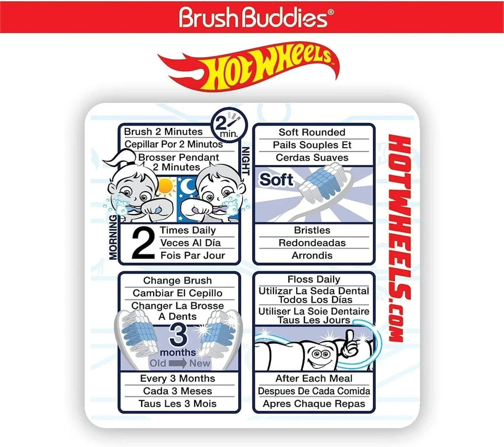 Kids Toothbrush Set 6 Pack - Soft Bristles & Racing Design, Toddler Oral Care
