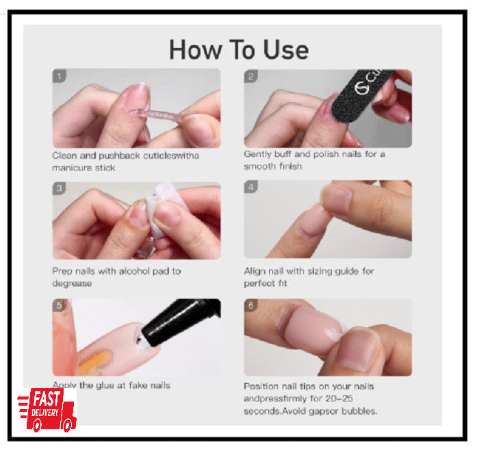 Short Press On Nails Set - Glossy Fake Nail Tips for Manicure, 30 Pieces