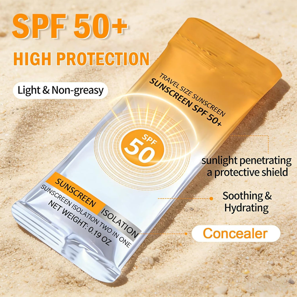 Travel Size Sunscreen SPF 50+ Bulk Pack for Face & Body - Lightweight & Water-Resistant
