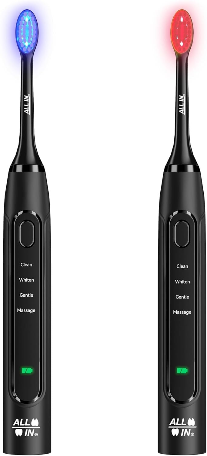 Rechargeable Sonic Electric Toothbrush with LED Light Therapy for Whitening & Gum Care