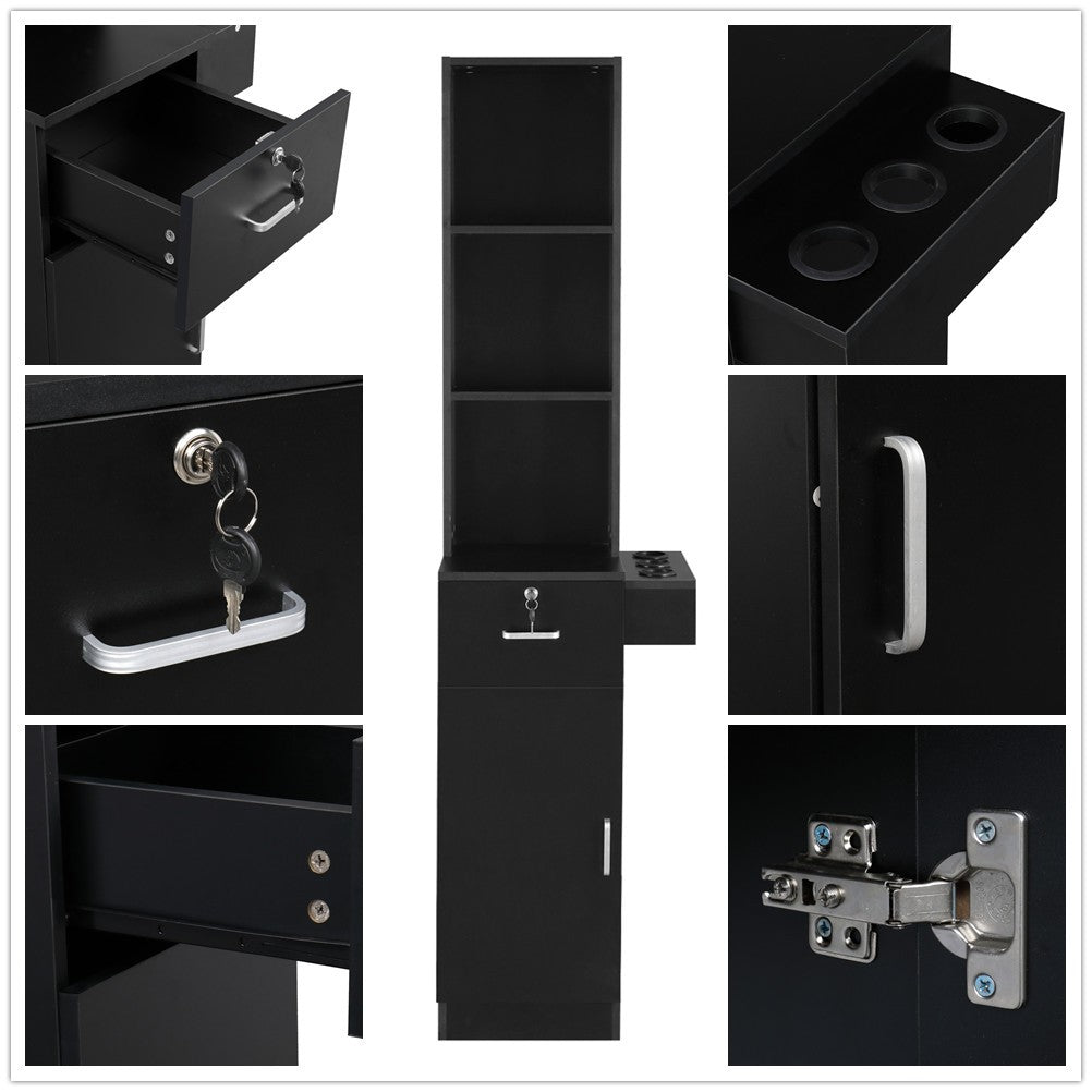 Wall Mount Hair Styling Salon Station with Drawer and Shelves