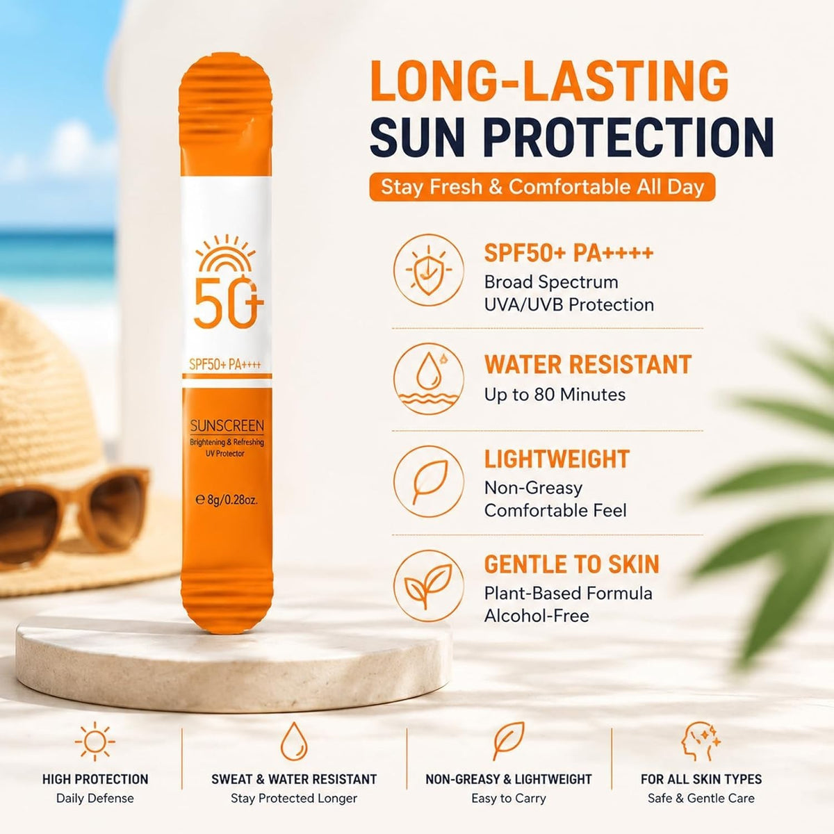SPF 50 Mini Sunscreens 15-Pack Travel Size for Outdoor & Daily Use