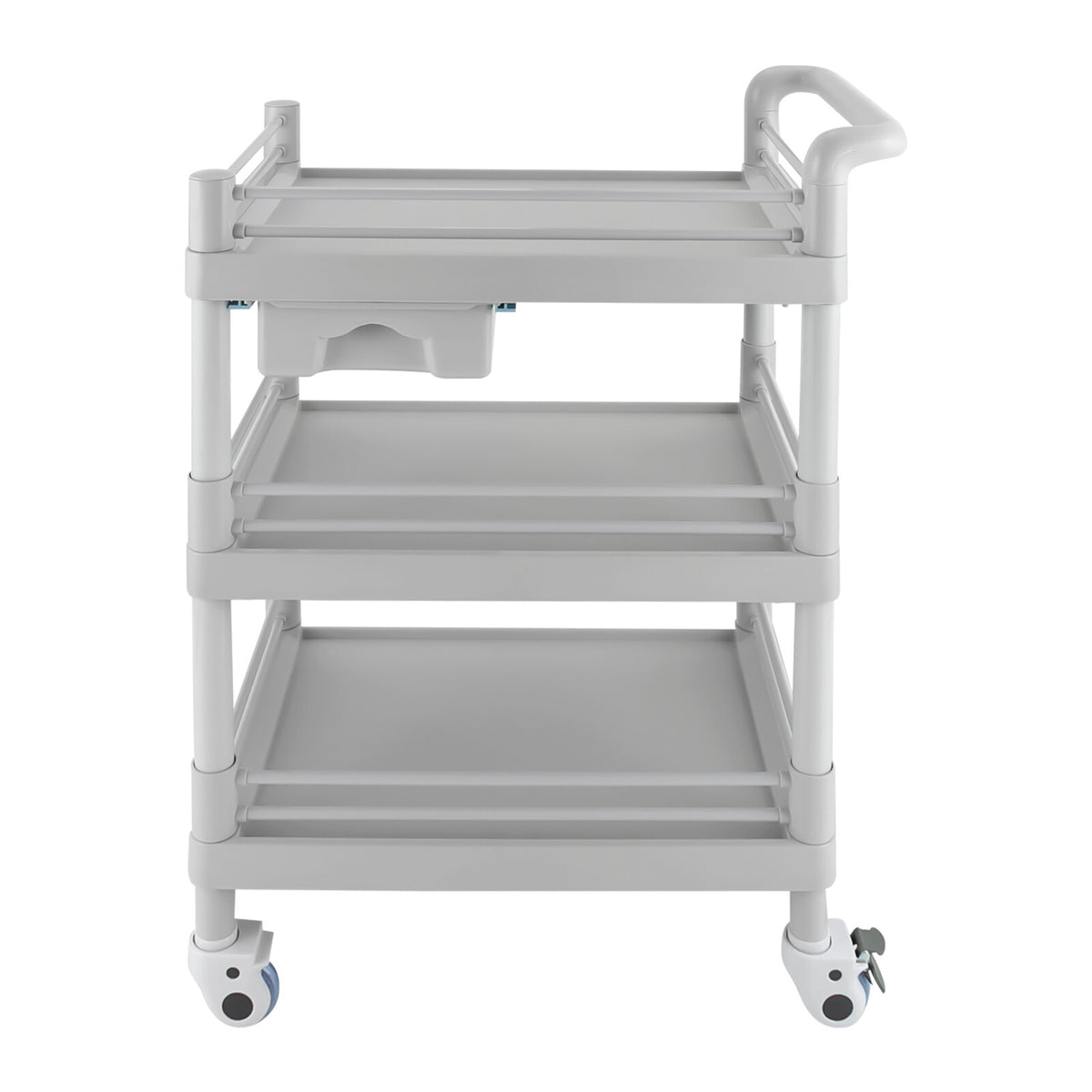 Grey 3-Tier Salon Cart with Wheels - ABS Rolling Tool Organizer