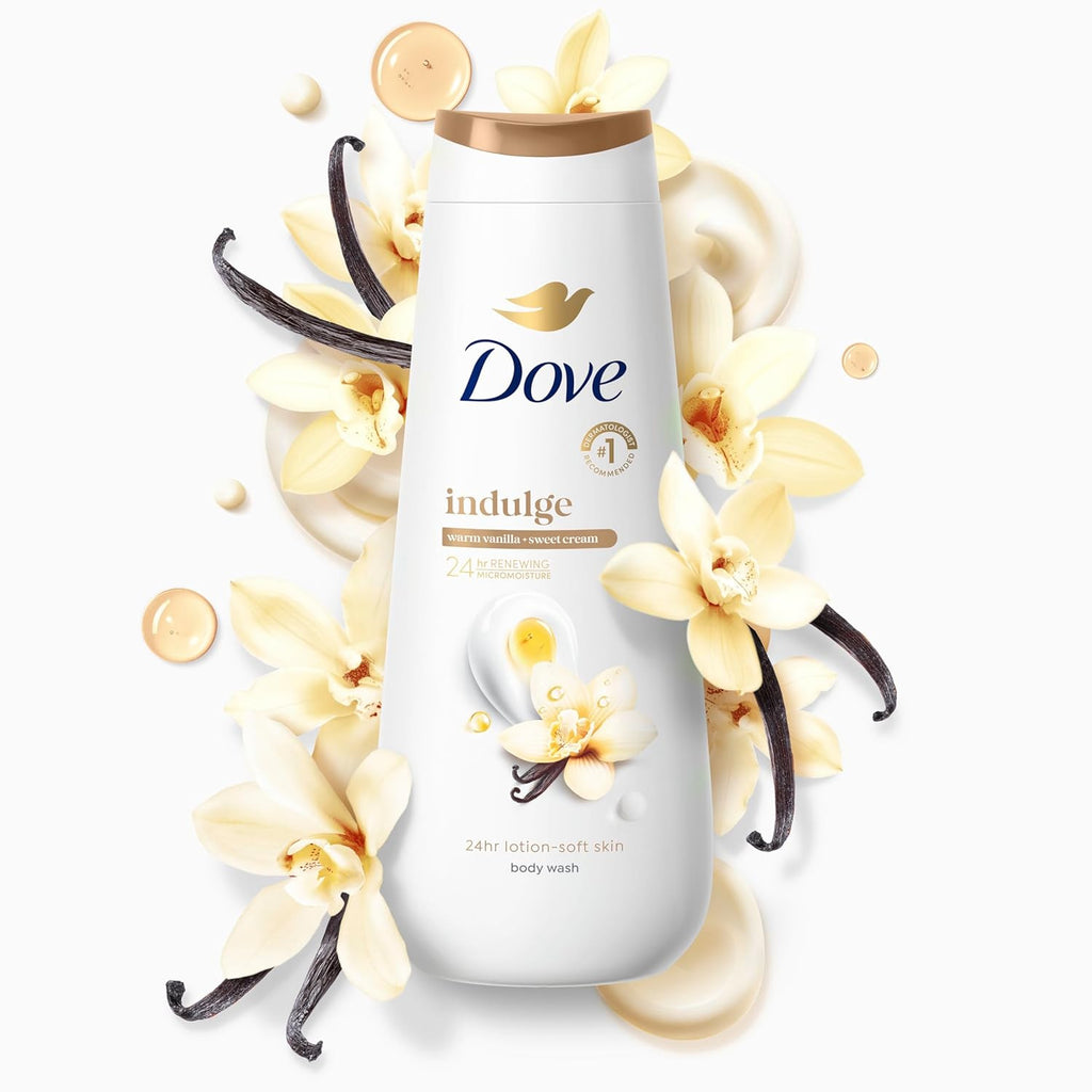 Dove Indulge Body Wash Warm Vanilla Sweet Cream 20 oz Moisturizing Sulfate-Free