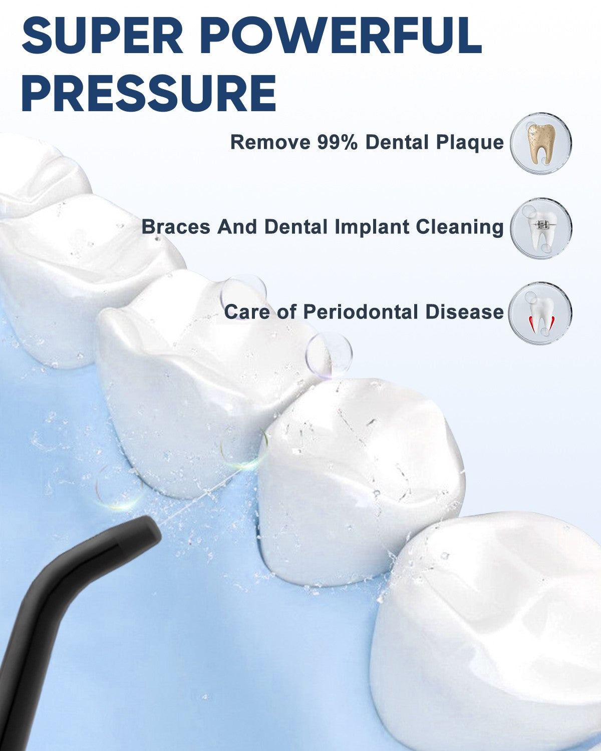 Cordless Water Flosser with 8 Nozzles, Oral Irrigator for Dental Cleaning