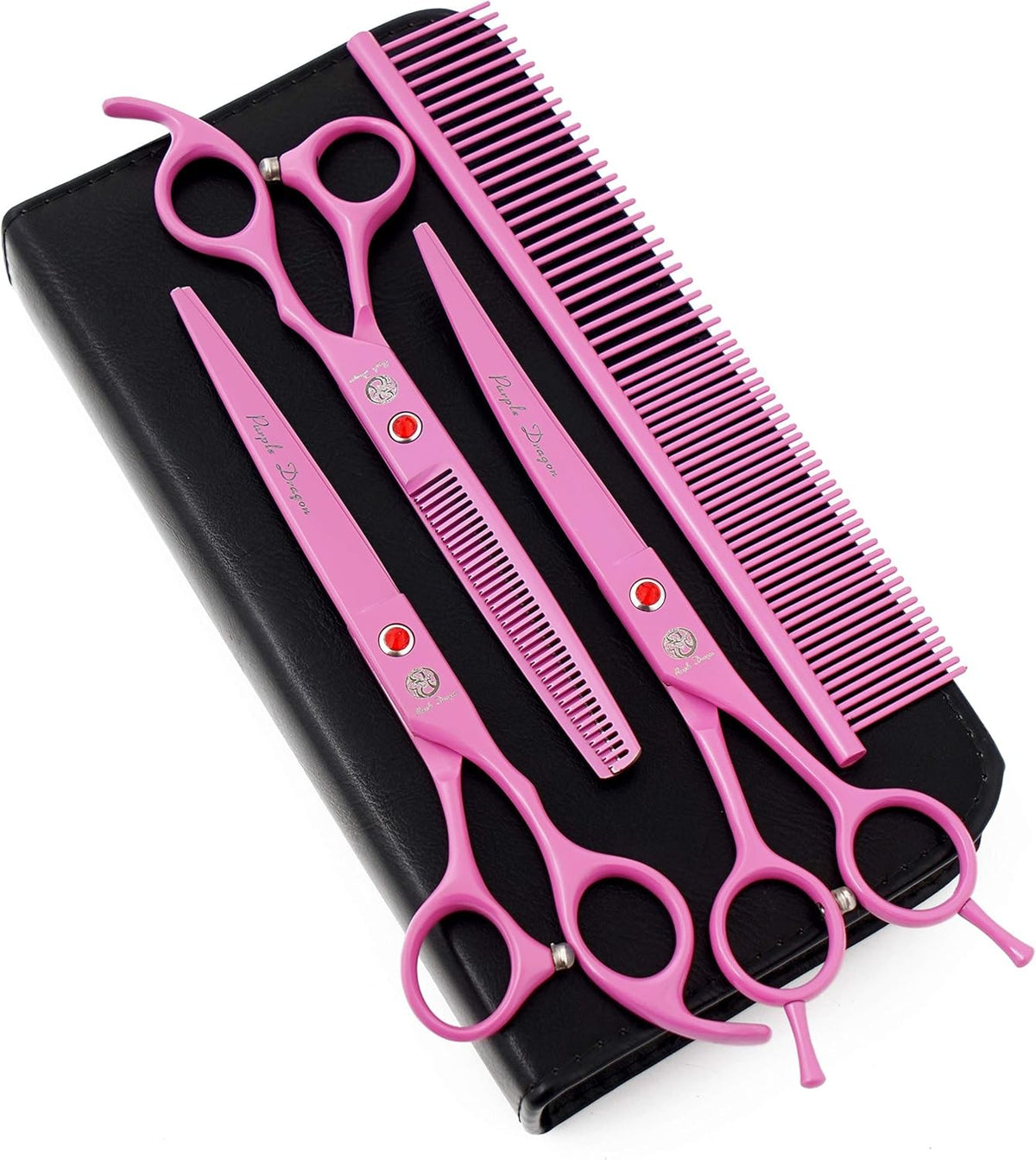 Pet Grooming Scissors 7 Inch Pink Stainless Steel Curved Shears for Dogs & Cats