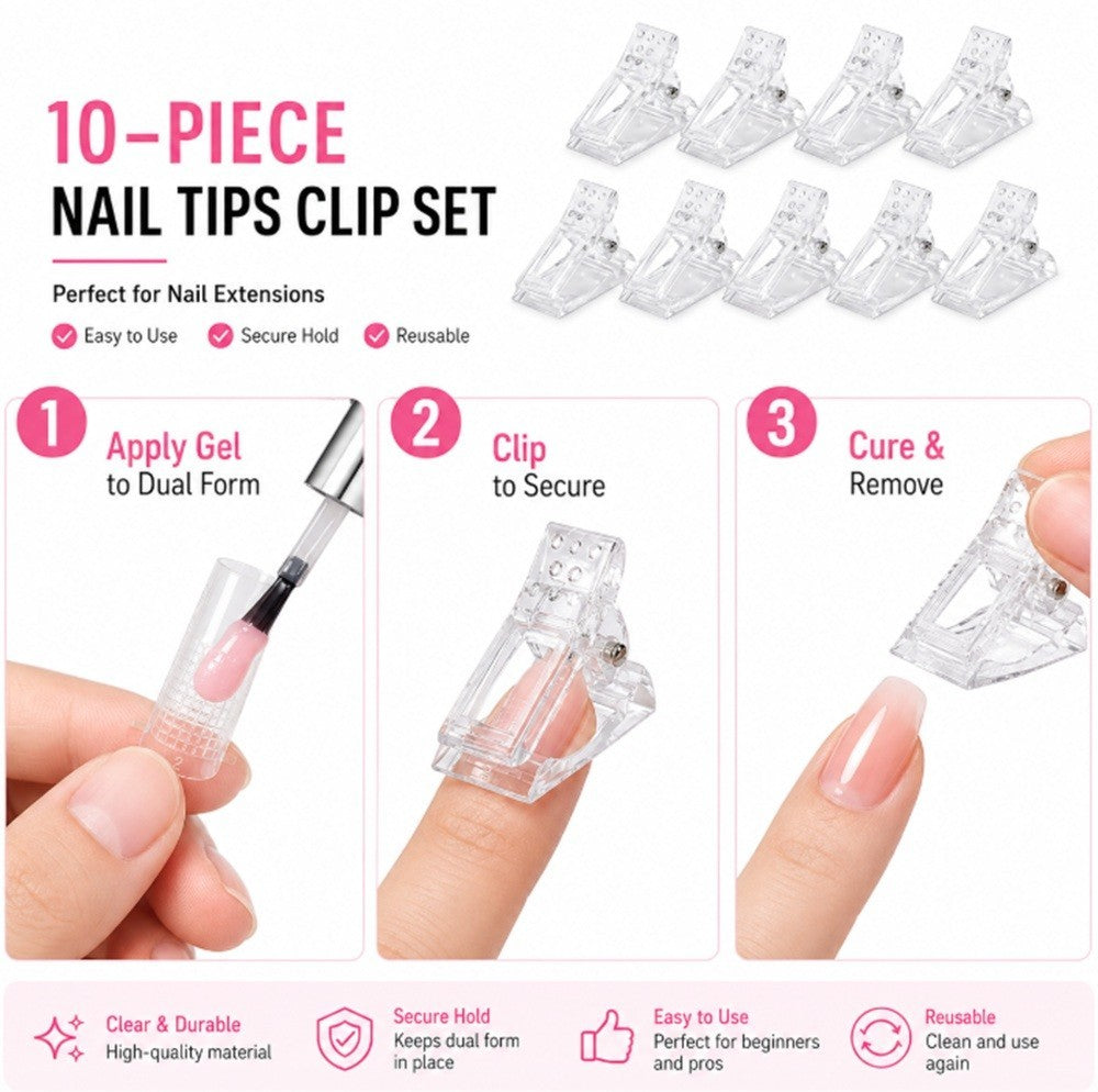 10 Pack Nail Tip Clipper Set for DIY Gel Extensions & manicures