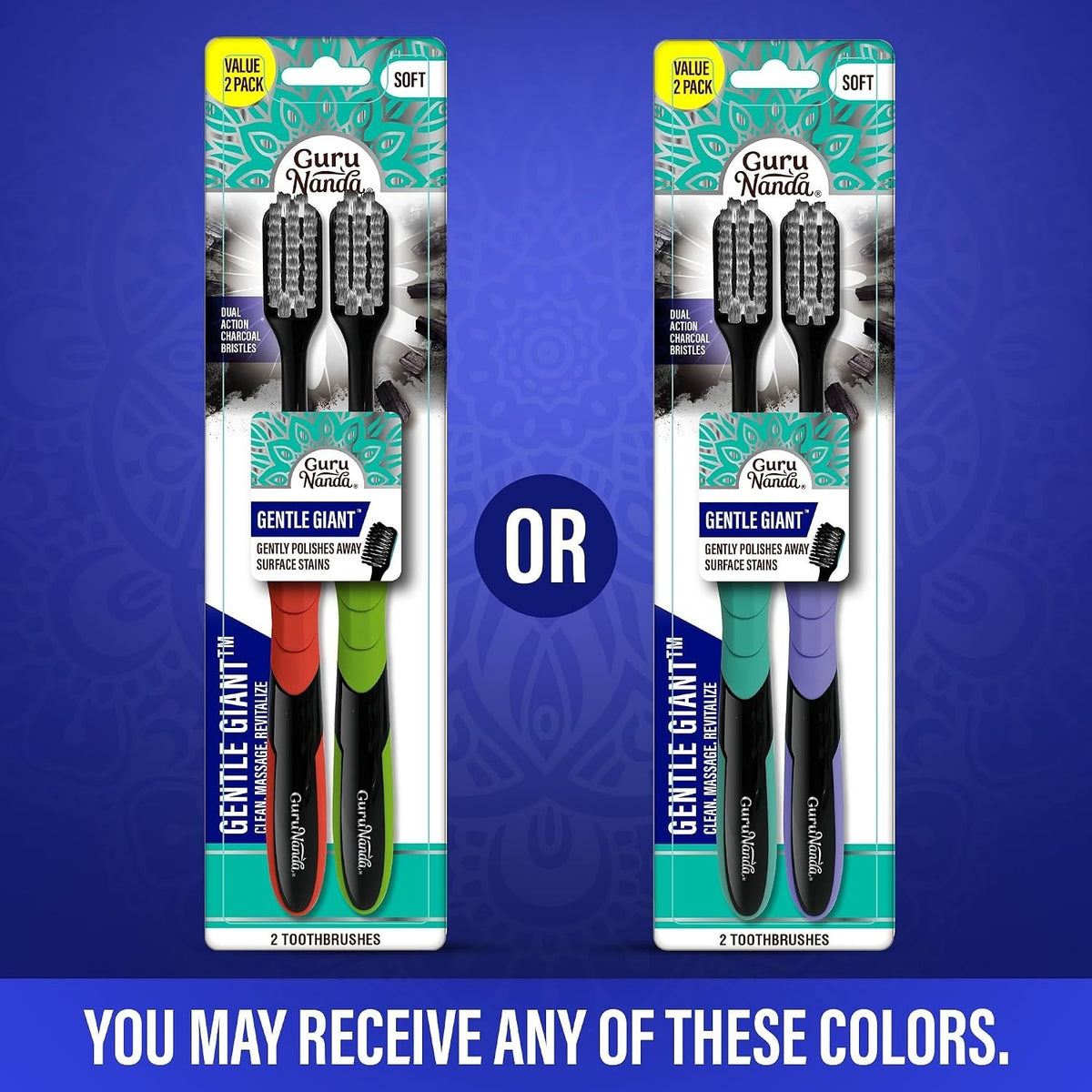 Gentle Giant Charcoal Toothbrush with Tongue Cleaner - Deep Clean & Whitening