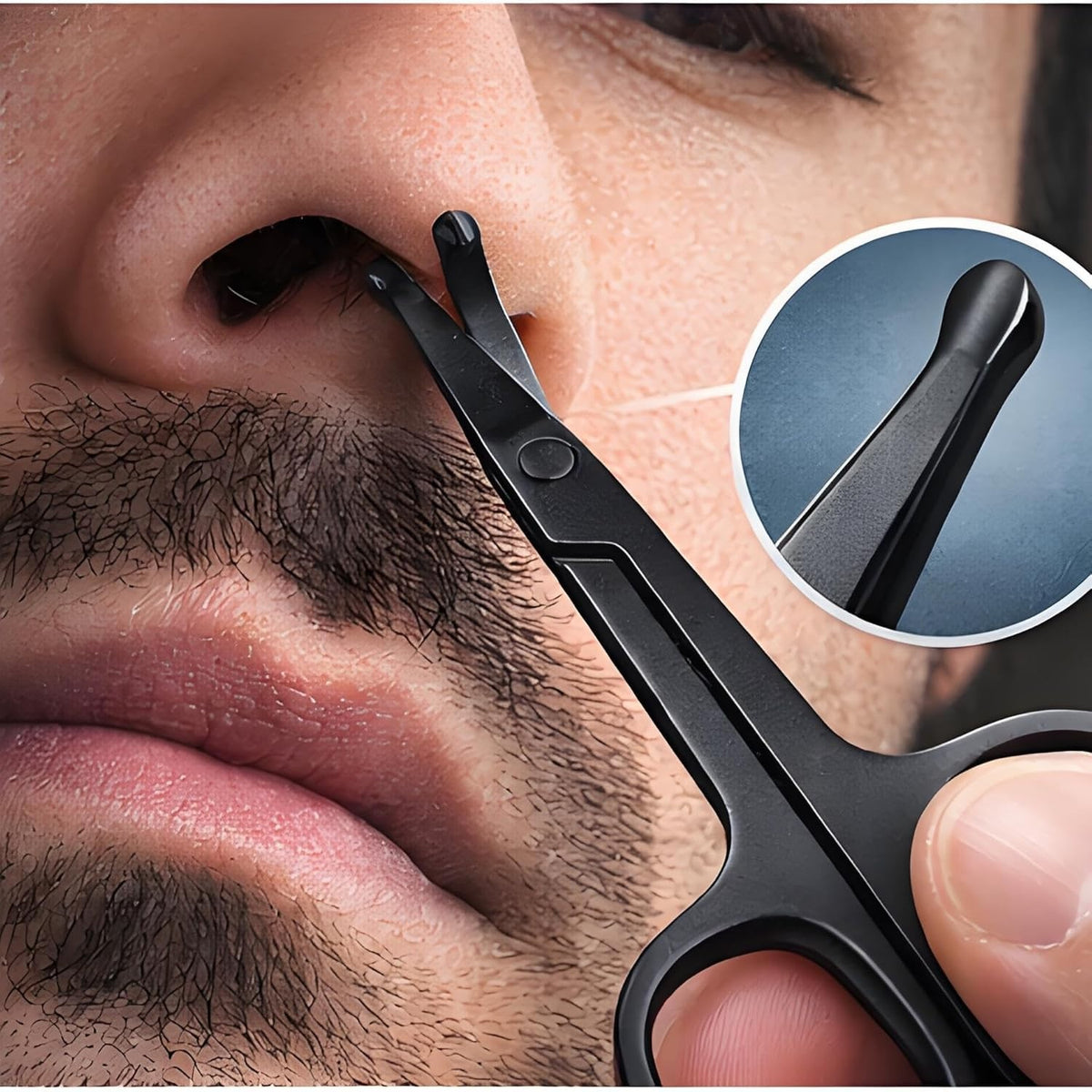 Nose Hair Trimmer Scissors with Rounded Tips & Ergonomic Handle - Stainless Steel Grooming Tool