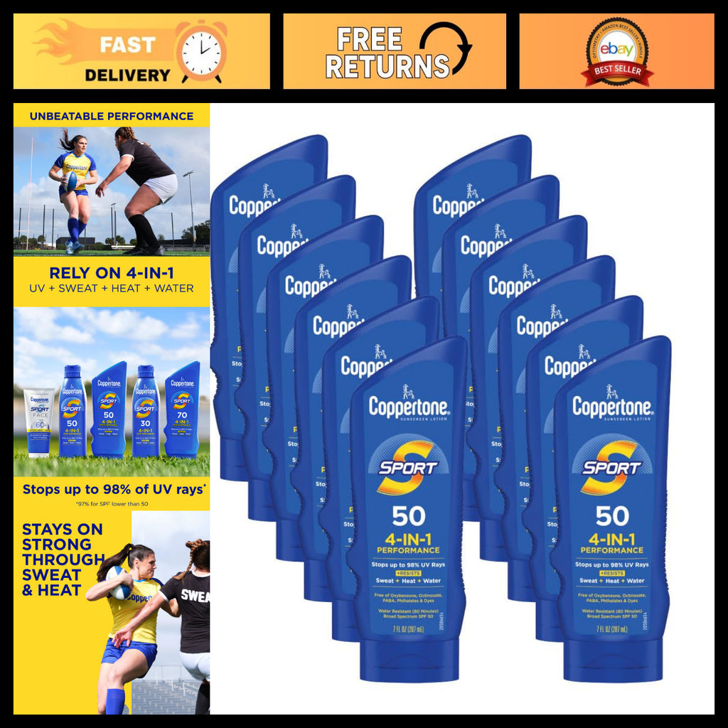 High-Performance SPF 50 Water-Resistant Sunscreen Lotion 12-Pack - 7 fl oz