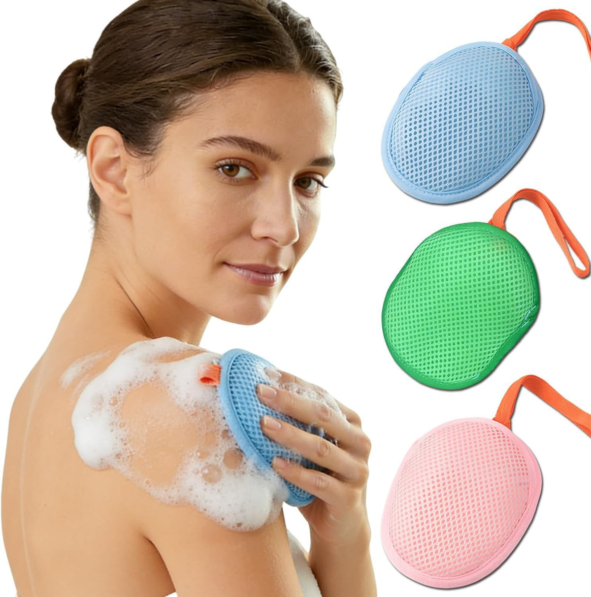 Exfoliating Mesh Soap Saver Pouch for Bar Soap Bath Shower 3 Pack