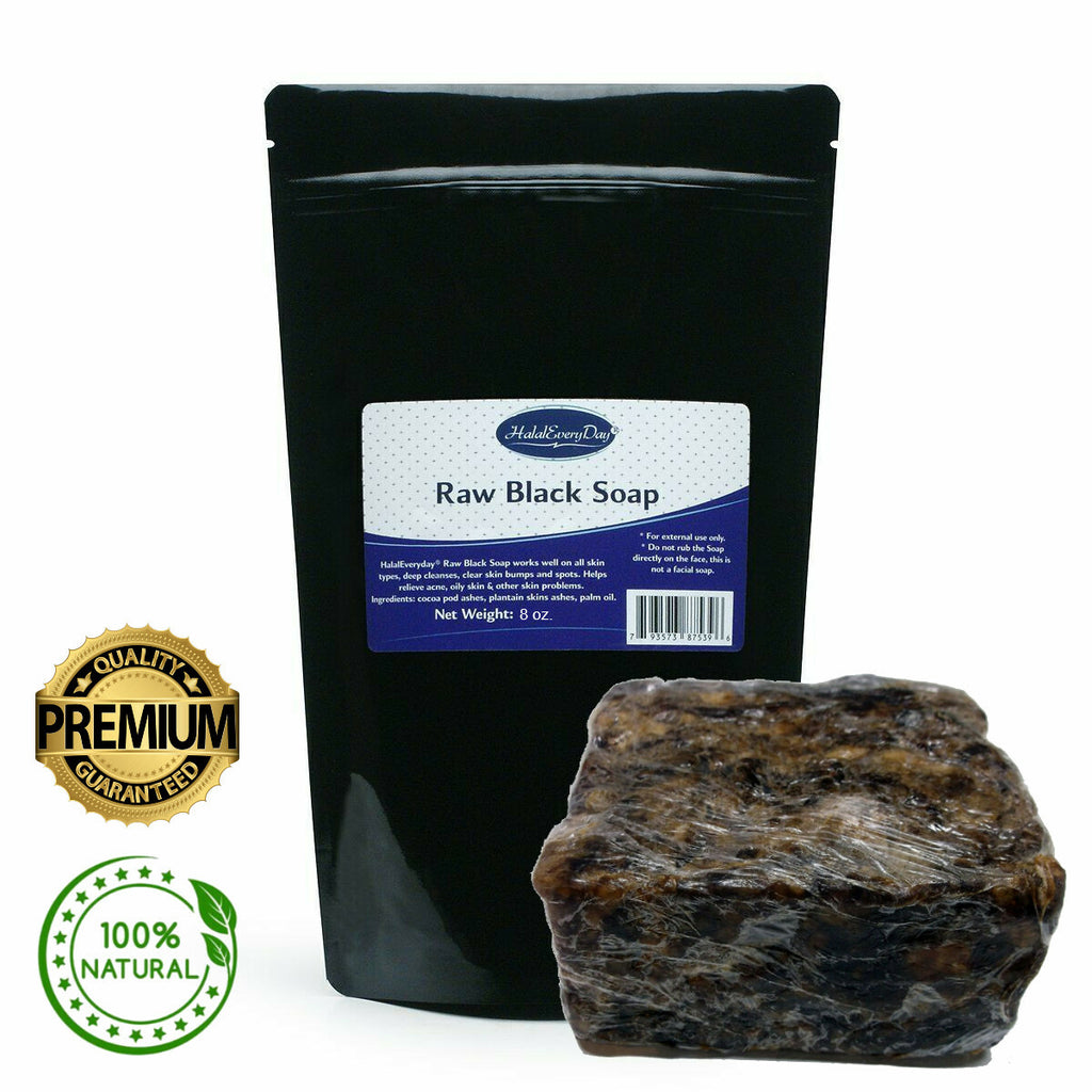 African Black Soap Bar 8oz - Organic Unrefined Natural Skin Cleanser