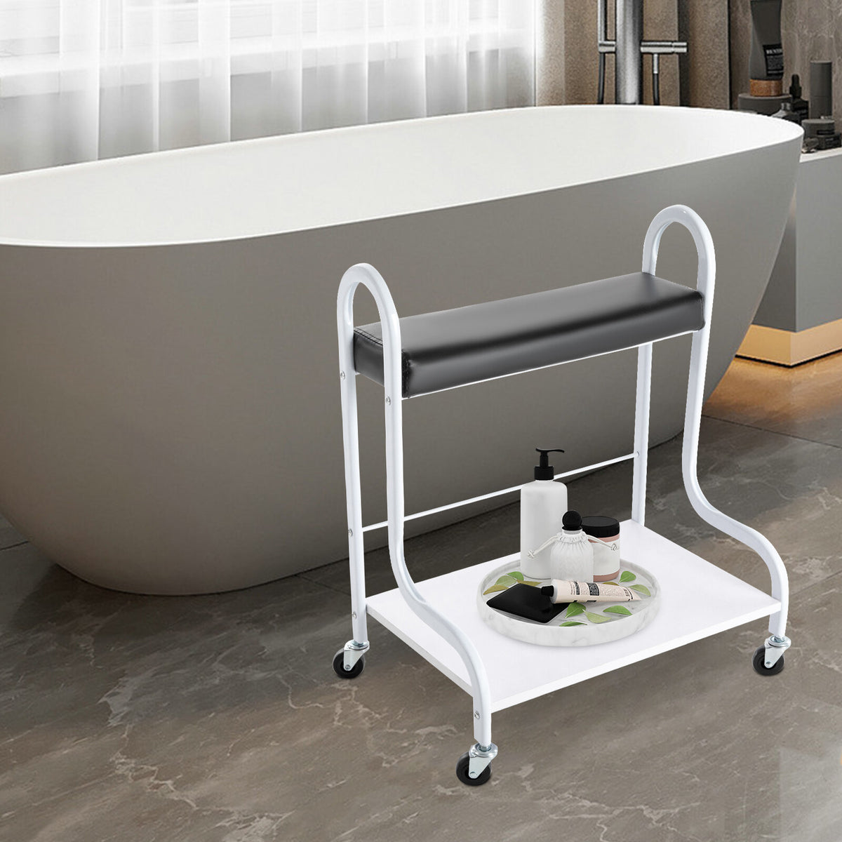 Portable 2 Layer Nail & Foot Spa Trolley with Wheels and Storage
