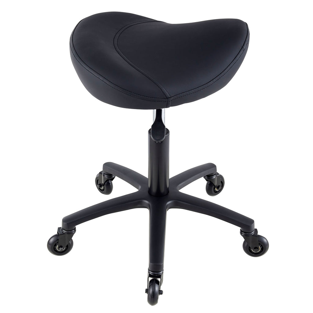 Black Hydraulic Salon Saddle Stool with 360° Swivel for Hair & Tattoo Chairs