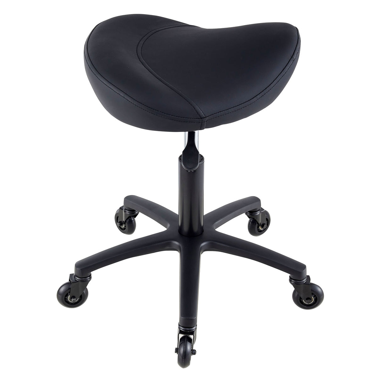 Black Hydraulic Salon Saddle Stool with 360° Swivel for Hair & Tattoo Chairs