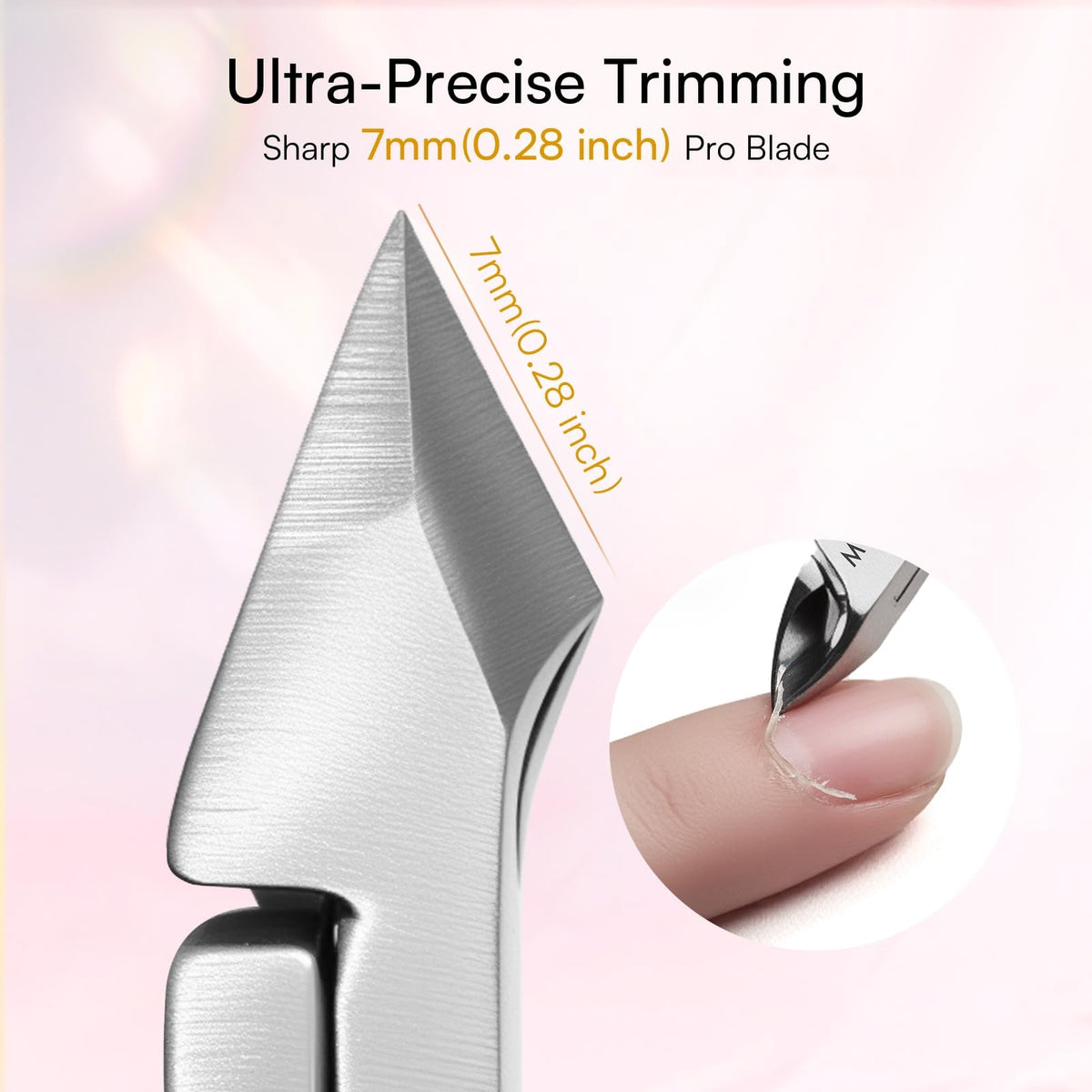 3-Piece Pink Nail Cuticle Nipper Set with Pusher - Stainless Steel Manicure Tools