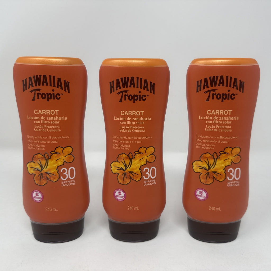 Hawaiian Tropic Carrot SPF30 Sunscreen Lotion 240ml - 3 Pack, Exp 11/24