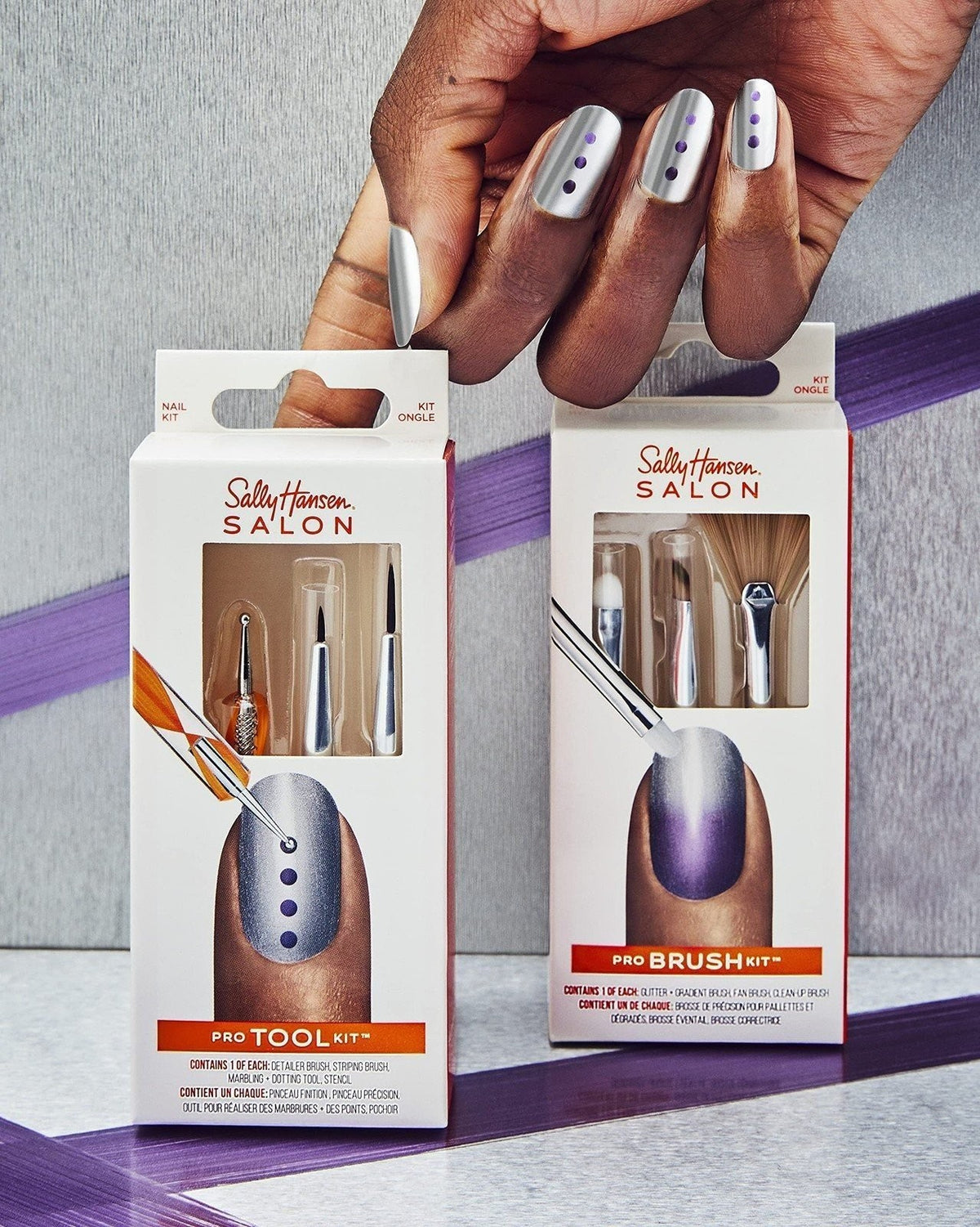 Nail Art Tool Kit with Dotting, Stripping & Marbling Brushes - Salon Pro