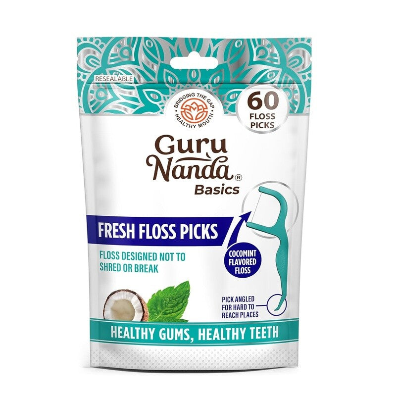 Dental Floss Picks Non-Shred Cocomint Flavor 60 Pack Travel Friendly