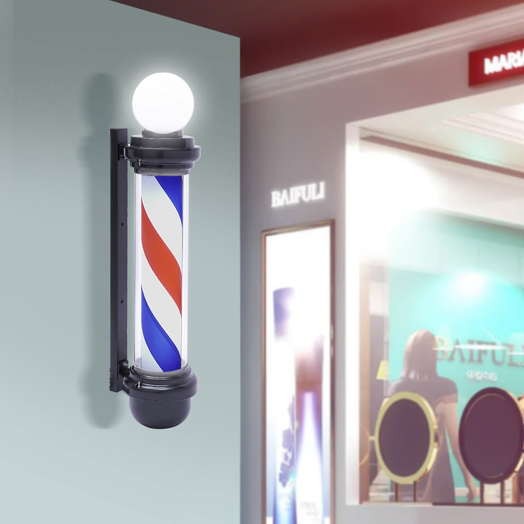 32-Inch Rotating LED Barber Pole Sign Light for Outdoor Hair Salons