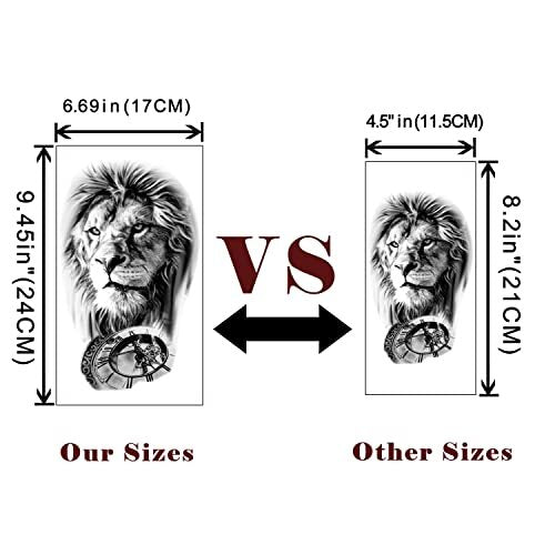 Temporary Tattoo Stickers Set - 36 Large Body Arm Chest Shoulder Tattoos 9.45 x 6.69 in