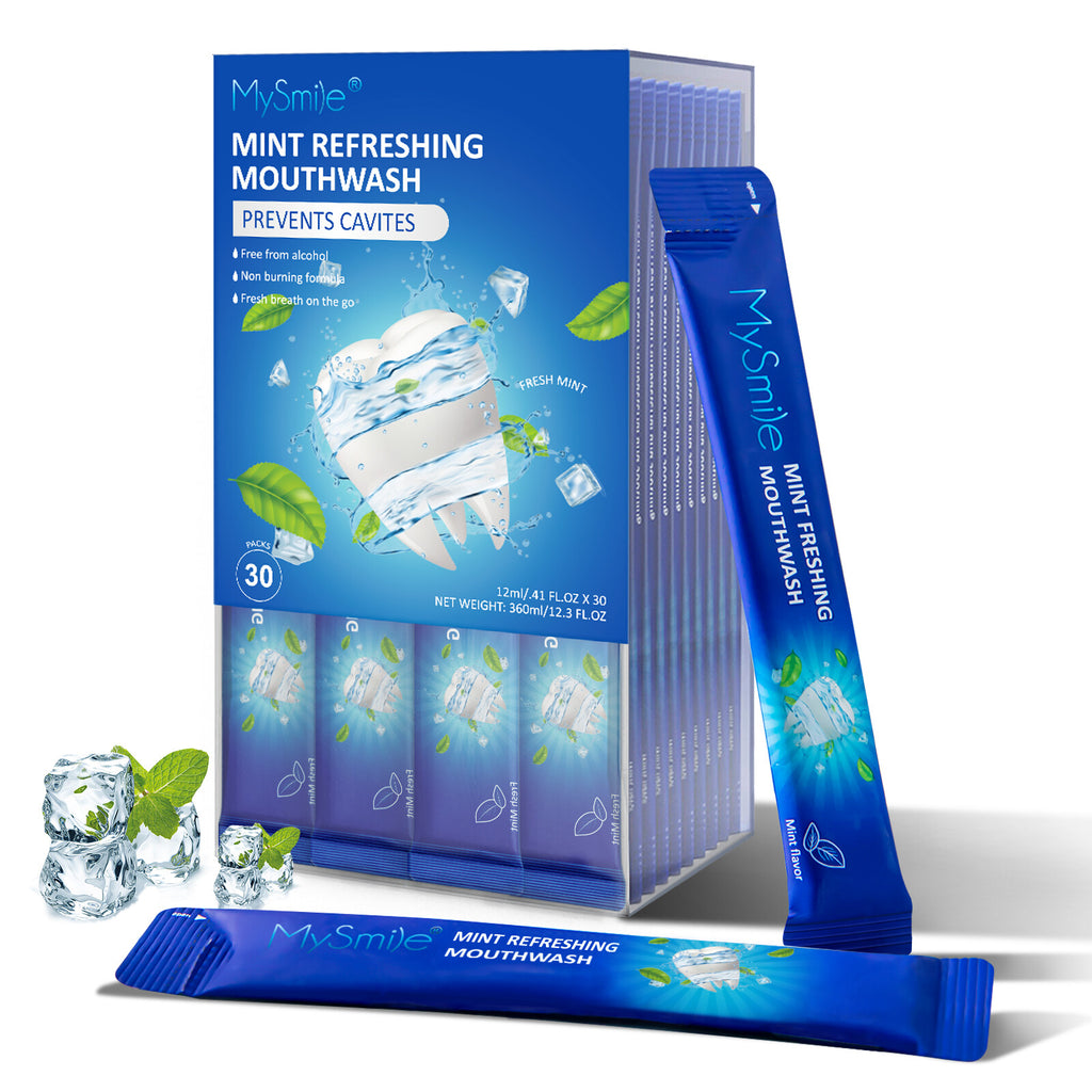 Alcohol-Free Mouthwash Packets for Bad Breath & Healthy Gums - 30 Individually Wrapped Shots