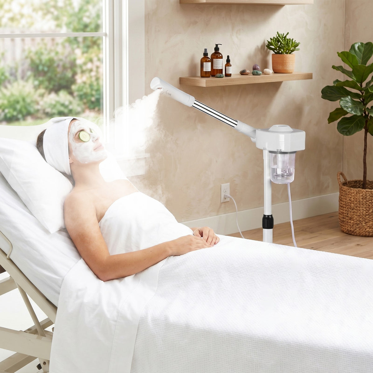 Professional Facial Steamer with Adjustable Swing Arm and Ozone UV Spa for Skin Care