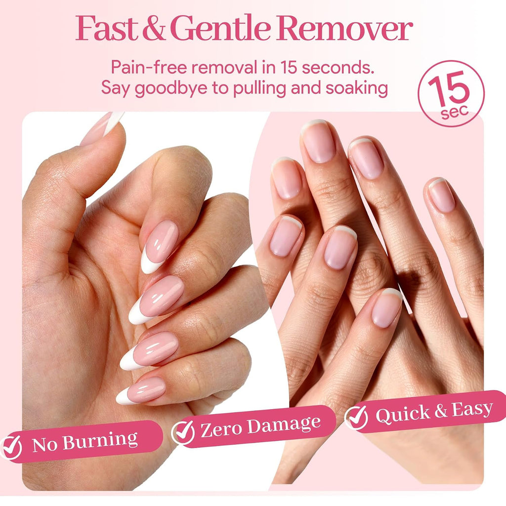 Nail Glue & Remover Pen Set - Semi-Solid Gel, No Lamp Needed, 10g & 6ml