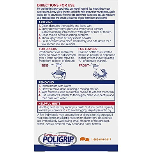 Denture Adhesive Powder 5 Pack Extra Strength 12H Hold - 1.6 Oz Each