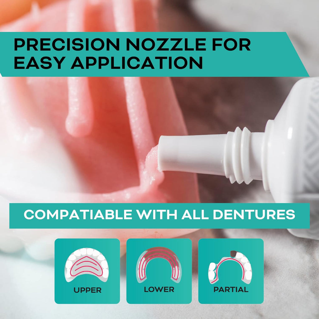 Denture Adhesive Cream 5 Pack - Extra Strong Hold with Mint & Easy Application