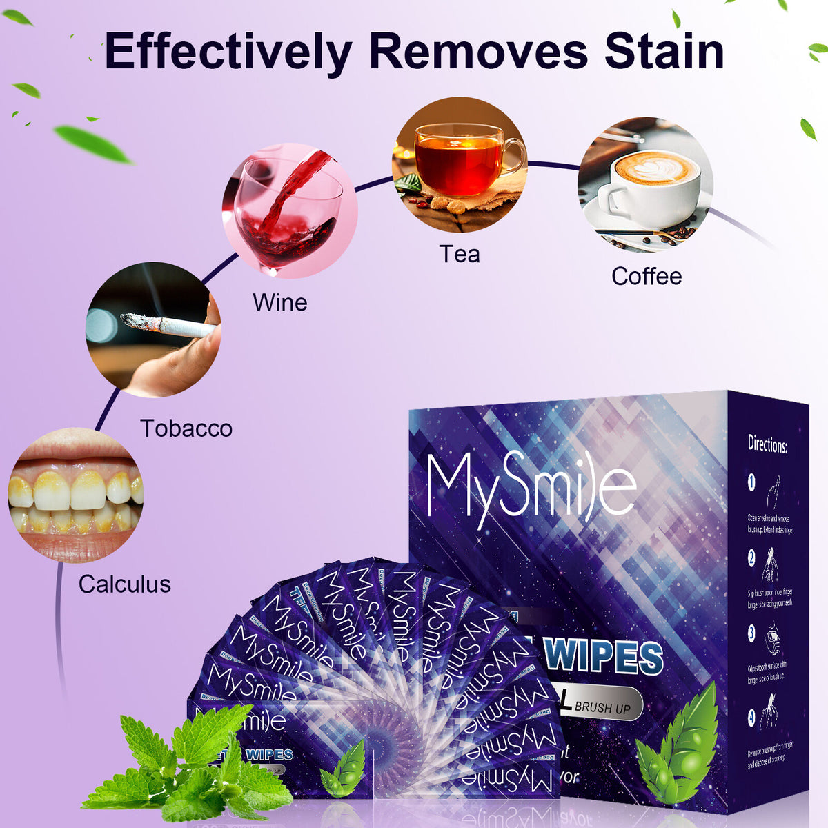Disposable Dental Wipes for Oral Care - 100 Pack Finger Brush Ups, Mint Flavor