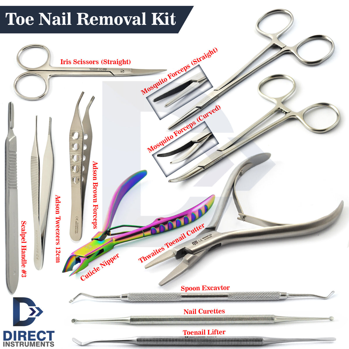 Toenail Removal Kit with Ingrown Nail Nipper - Podiatry Nail Surgery Tool