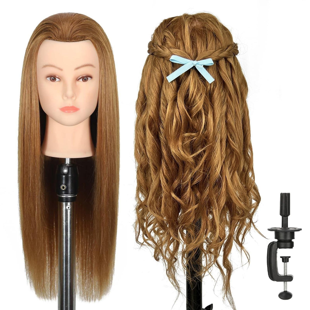 Mannequin Head 26-28 Inches with 80% Human Hair for Hair Styling Practice