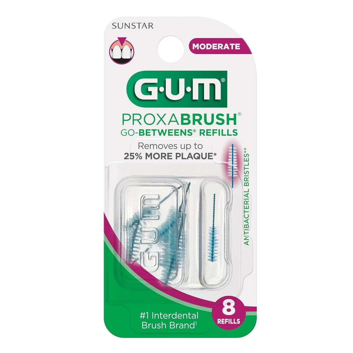 Interdental Brush Refills for GUM Proxabrush Go-Betweens - Moderate 8 Pack