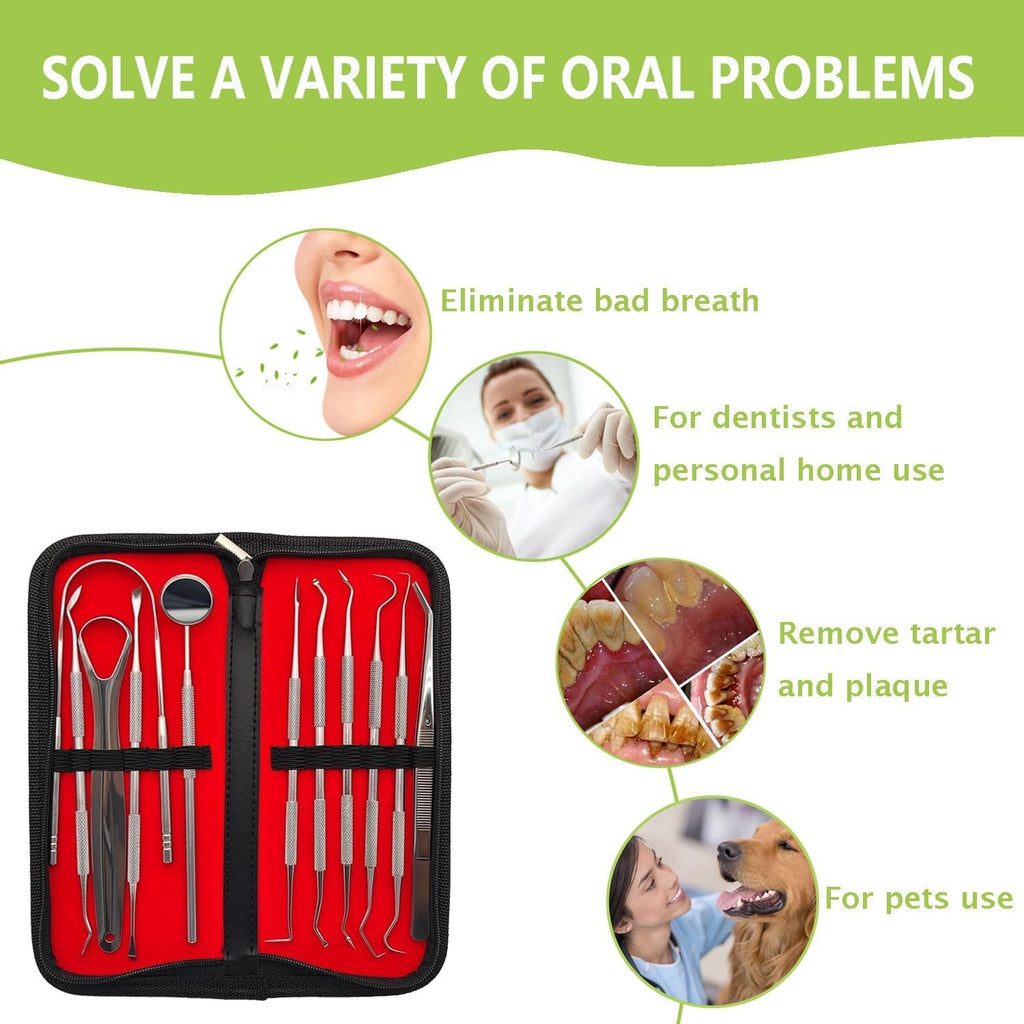 Dental Tool Set with Stainless Steel Tongue Scraper and Oral Care Kit