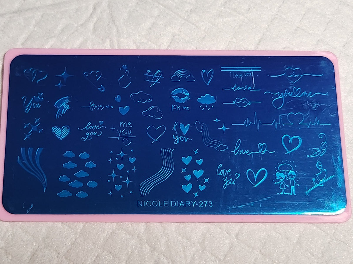 Nail Stamping Plate Love & Hearts 273 for Nail Art and Design