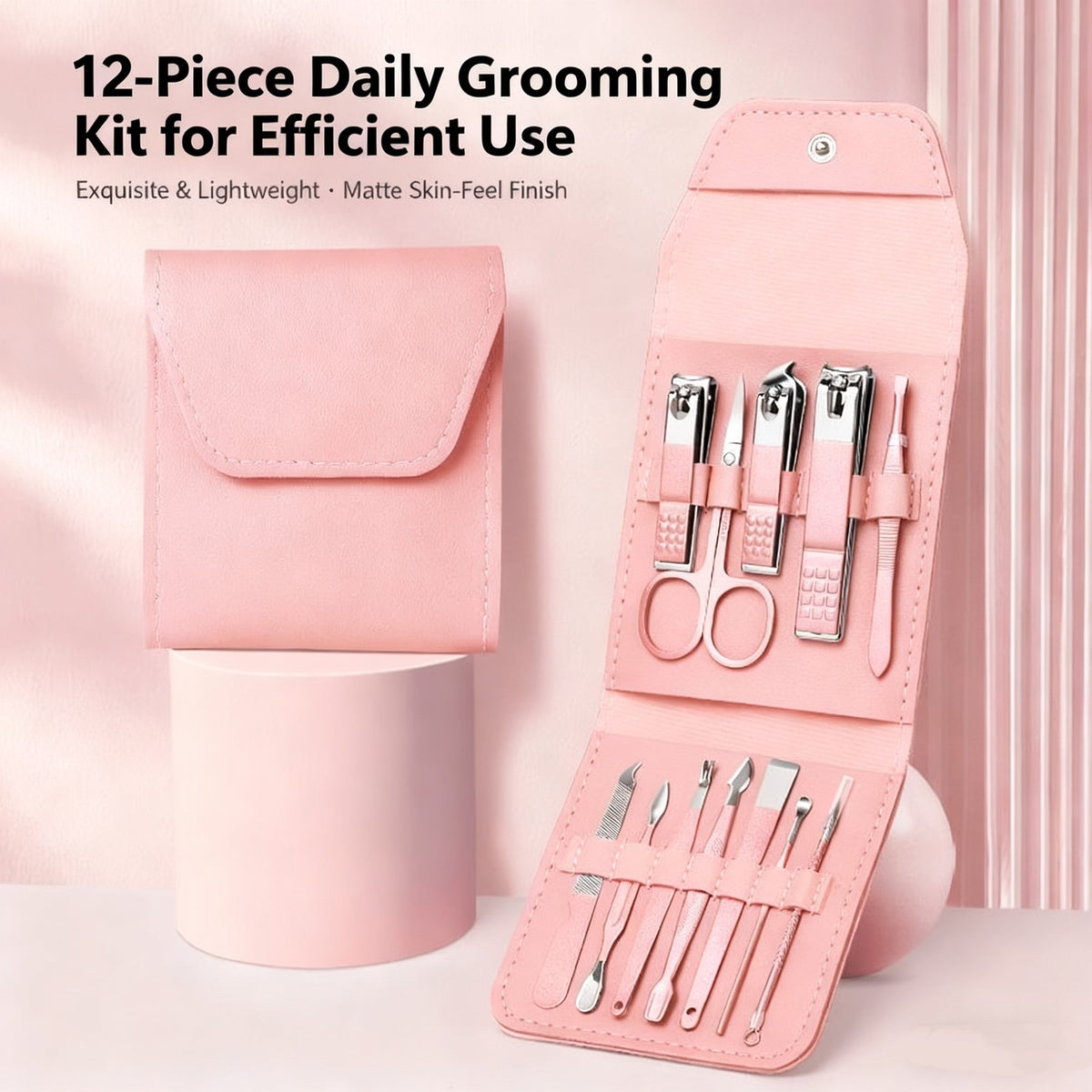 16-Piece Stainless Steel Nail Clipper & Manicure Set with Storage Case