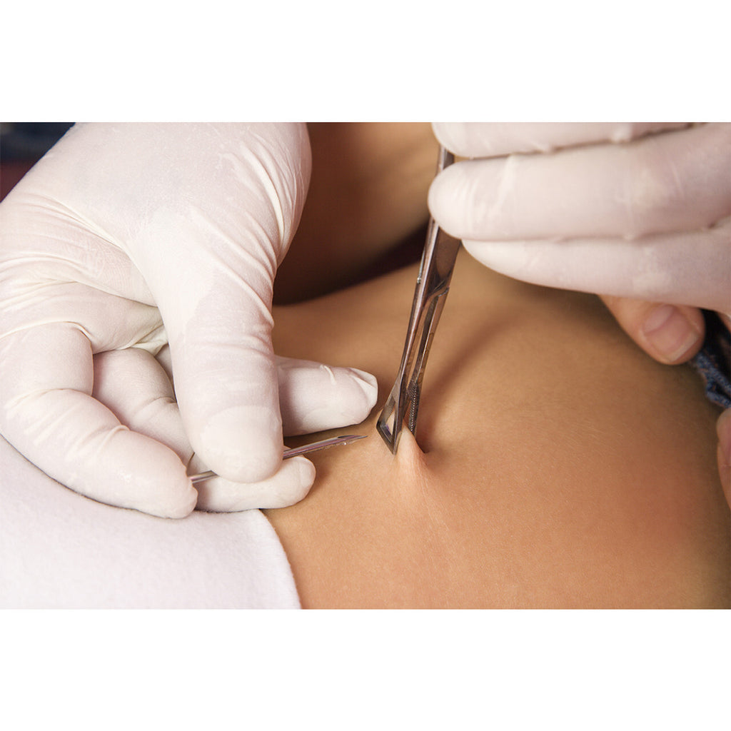 Sterilized Titanium Piercing Kit with 14G Belly Ring, Forceps, Needles & Gloves