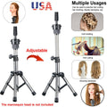 Portable Wig Mannequin Head Stand with Adjustable Tripod Holder