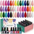 24-Piece Gel Nail Polish Set with Base, Glossy & Matte Top Coat - Purple Colors