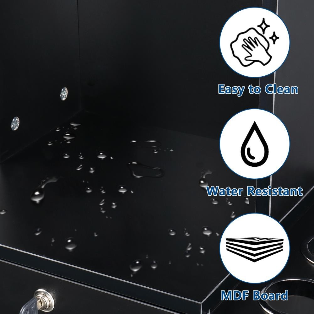 Salon Wall Mounted Storage Cabinet with Lockable Drawers & Shelves for Hairdressing Equipment