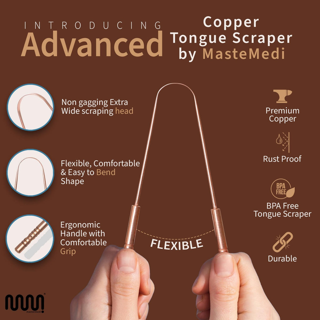 Copper Tongue Scraper for Adults - Oral Hygiene & Bad Breath Relief