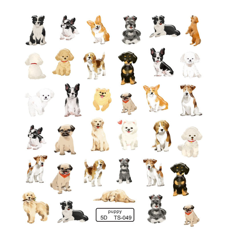 Nail Art Character Puppy Dogs Nail Stickers - 1 Sheet, Easy Nail Decoration