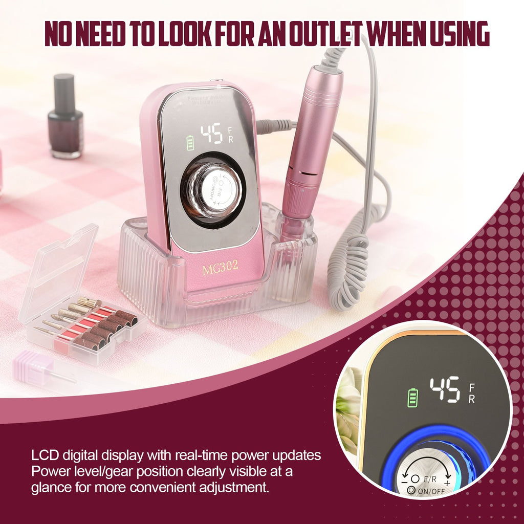 Rechargeable Electric Nail Drill Machine 45000RPM Portable Manicure Tool Set